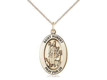 14kt Gold Filled St. Hubert of Liege medium patron saint medal necklace with 18 inch chain by Bliss Manufacturing