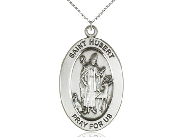 Sterling Silver St. Hubert of Liege Patron Saint Medal Necklace 1 inch with 18 inch Chain by Bliss
