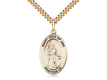 14kt Gold Filled St. Joan of Arc medium patron saint medal necklace with 24 inch chain by Bliss