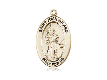 14kt Solid Gold St. Joan of Arc medium patron saint medal pendant handcrafted by Bliss