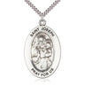 Sterling Silver St. Joseph Patron Saint Medal Necklace 1 inch by half inch with 24 inch chain by Bliss