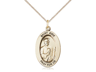 14kt Gold Filled St. Jude Thaddeus Patron Saint Medal Necklace 1 inch by 1/2 inch with 18 inch Chain by Bliss