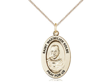 14kt Gold Filled St. Maximilian Kolbe patron saint medal necklace with 18 inch chain by Bliss Manufacturing