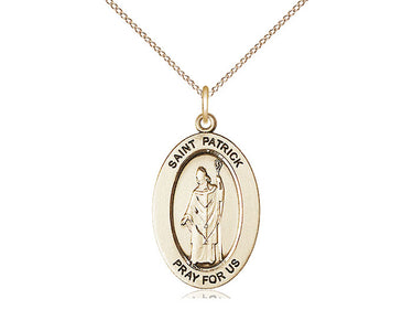 14kt Gold Filled St Patrick medium patron saint medal necklace with 18 inch chain by Bliss Manufacturing