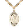 14kt Gold Filled St. Patrick Patron Saint Medal Necklace 1 inch by half inch with 24 inch curb chain handcrafted by Bliss Manufacturing USA