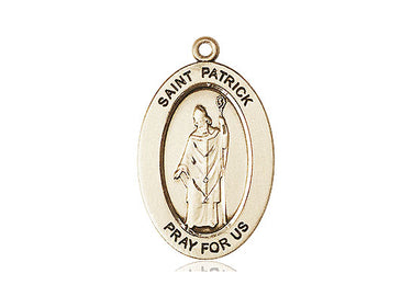 14kt Solid Gold St. Patrick Patron Saint Medal Pendant 1 x 1/2 inch by Bliss Manufacturing