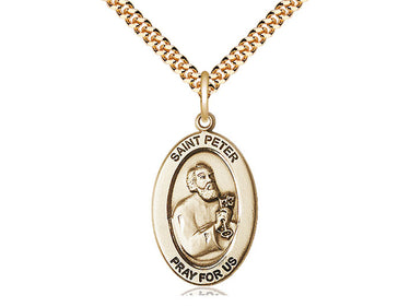 14kt Gold Filled St. Peter the Apostle Patron Saint Medal Necklace 1x1/2 inch with 24 inch chain by Bliss