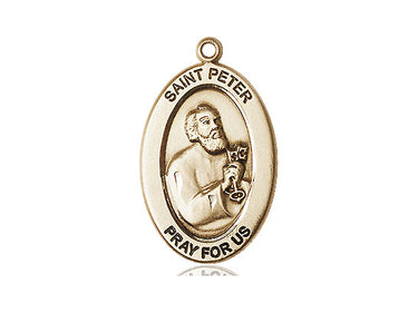 14kt solid gold St. Peter the Apostle patron saint medal pendant 1x1/2 inch handcrafted by Bliss