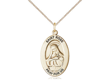 14kt Gold Filled St. Rose of Lima Medal Necklace 1 inch by Half Inch with 18 inch Chain by Bliss