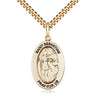 14kt Gold Filled St. Sebastian Patron Saint Medal Necklace 1×1/2" on 24" Curb Chain by Bliss Manufacturing