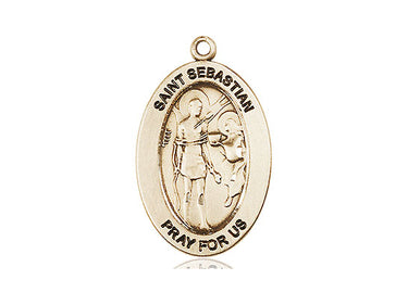 14kt Solid Gold St. Sebastian Patron Saint Medal 1 inch by 1/2 inch Handcrafted by Bliss USA