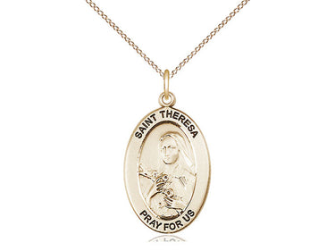 14kt Gold Filled St. Theresa Patron Saint Medal Necklace 1 x 1/2 inches on 18 inch chain by Bliss