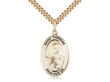 14kt Gold Filled St. Theresa Patron Saint Medal Necklace 1 x 1/2 inches on 24 inch chain by Bliss