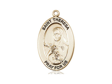 14kt Solid Gold St. Theresa Patron Saint Medal Pendant 1 x 1/2 inches handcrafted by Bliss