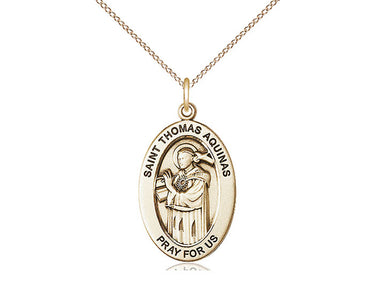 14kt Gold Filled St. Thomas Aquinas patron saint medal necklace 1x1/2 inch on 18 inch chain by Bliss