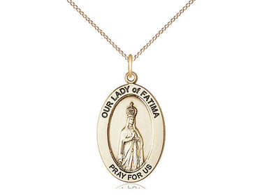 Medium 14kt Gold Filled Our Lady of Fatima Medal Necklace 1 x 1/2 inch with 18 inch chain by Bliss