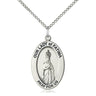 Medium Sterling Silver Our Lady of Fatima Medal Necklace 1 x 1/2 inch with 18 inch chain by Bliss