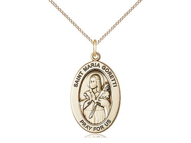 14kt gold filled St. Maria Goretti medal necklace 1 inch pendant with 18 inch chain by Bliss
