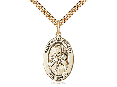 14kt gold filled St. Maria Goretti medal necklace 1 inch pendant with 24 inch chain by Bliss