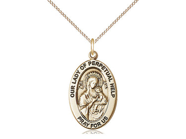 14kt Gold Filled Medium Our Lady of Perpetual Help Medal Necklace 1 x 1/2 inches 18 inch chain Bliss