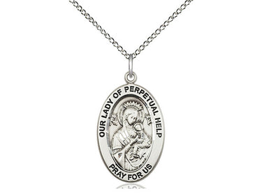 Sterling Silver Our Lady of Perpetual Help Pendant Necklace 1x1/2 inch with 18 inch Chain by Bliss