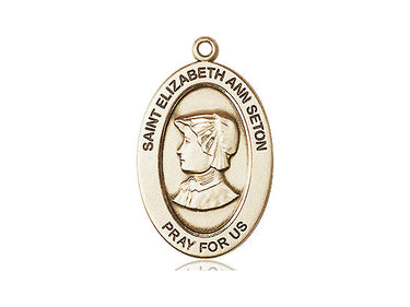 14kt solid gold St. Elizabeth Ann Seton medal pendant, 1 inch by 1/2 inch, handcrafted in USA by Bliss