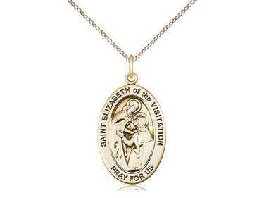 14kt gold filled St. Elizabeth of the Visitation medal necklace with 18 inch chain, 1 inch medal, by Bliss