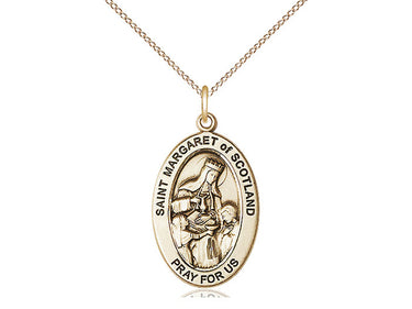 14kt Gold Filled St. Margaret of Scotland Patron Saint Medal Necklace 1 x 1/2 with 18 inch Chain by Bliss