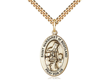 14kt Gold Filled St. Margaret of Scotland Patron Saint Medal Necklace 1 x 1/2 with 24 inch Chain by Bliss