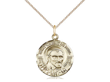 14kt gold filled St. Vincent de Paul medal necklace, medium 3/4 x 5/8 inch pendant with 18 inch chain, handcrafted by Bliss