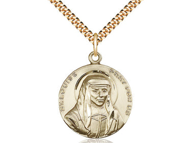 14kt Gold Filled St. Louise de Marillac Patron Saint Medal Necklace 1 x 7/8 inches 24 inch chain Bliss USA Made