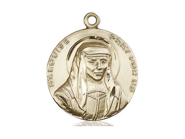 14kt Solid Gold St. Louise de Marillac Patron Saint Medal Pendant 1 inch by 7/8 inch handcrafted by Bliss