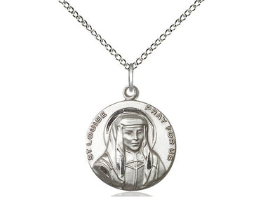 Sterling Silver St. Louise Patron Saint Medal Necklace 3/4 x 5/8 inches with 18 inch chain by Bliss