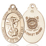 14kt Solid Gold St Michael Coast Guard Medal Pendant 1-1/8x5/8 inch handcrafted by Bliss Manufacturing USA