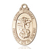 14kt Solid Gold St. Michael the Archangel Navy Medal Pendant 1-1/8 x 5/8 inch by Bliss Manufacturing