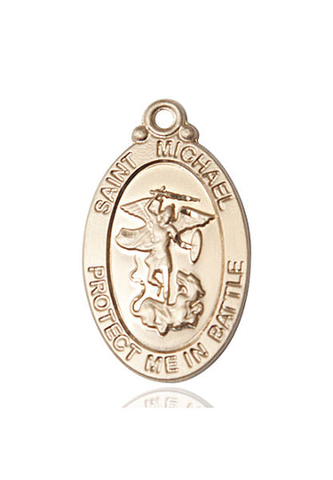 14kt Solid Gold St. Michael the Archangel Navy Medal Pendant 1-1/8 x 5/8 inch by Bliss Manufacturing