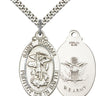 Sterling Silver St. Michael Archangel Medal Necklace 1 1/8 x 5/8 inches with 24 inch chain by Bliss