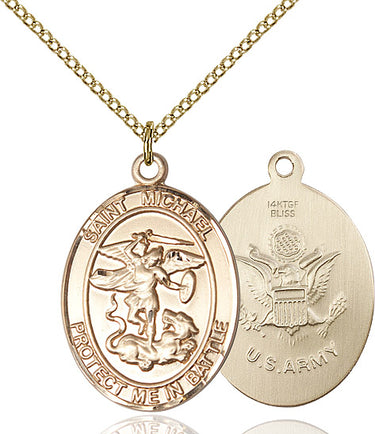 14kt gold filled St. Michael the Archangel medal necklace 3/4 x 1/2 inches with 18 inch chain by Bliss