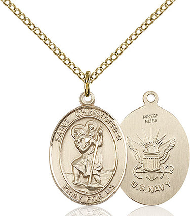 14kt Gold Filled St. Michael the Archangel Medal Necklace with 3/4 inch pendant on 18 inch curb chain handcrafted by Bliss Manufacturing