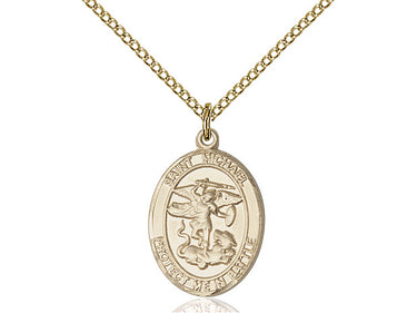14kt gold filled medium St. Michael patron saint medal necklace 3/4 x 1/2 inches with 18 inch chain by Bliss