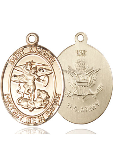 14kt solid gold St. Michael the Archangel medal pendant 3/4 x 1/2 inches handmade by Bliss Manufacturing