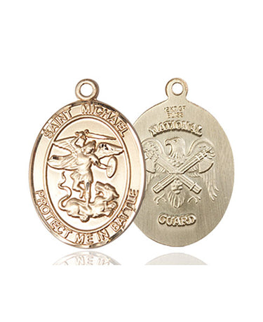 14kt Solid Gold St. Michael the Archangel Patron Saint Medal Pendant by Bliss Manufacturing
