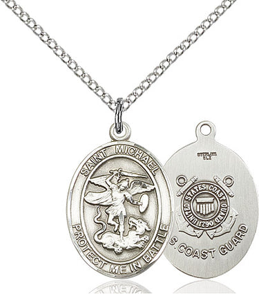 Sterling Silver St. Michael the Archangel Medal Necklace 3/4 x 1/2 inch on 18 inch chain by Bliss