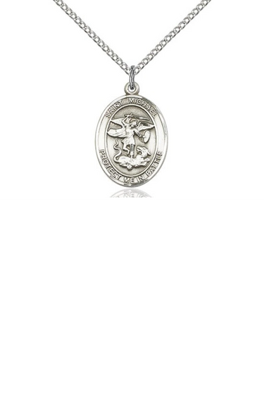 Sterling Silver St. Michael the Archangel Medal Necklace with 18 inch Chain by Bliss Manufacturing