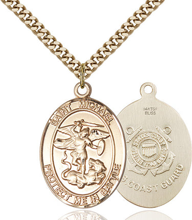 14kt Gold Filled St. Michael the Archangel Medal Necklace 1 x 5/8 inch on 24 inch chain by Bliss