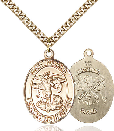 Gold Filled St Michael Archangel Patron Saint Medal Necklace 1 x 5/8 with 24 inch Chain by Bliss