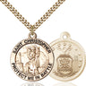 14kt gold filled St. Christopher Air Force patron saint medal necklace, 1 x 1 5/8 inch, 24 inch curb chain, handcrafted in USA by Bliss