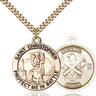 14kt Gold Filled St. Christopher National Guard patron saint medal necklace, 1 inch by 1 5/8 inch pendant with 24 inch chain by Bliss