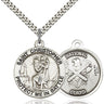 Sterling Silver St. Christopher National Guard Medal Necklace 1 x 1-5/8 inches with 24 inch chain by Bliss