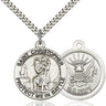 Sterling Silver St. Christopher Navy Medal Necklace 1 x 1-5/8 inches with 24 inch chain by Bliss